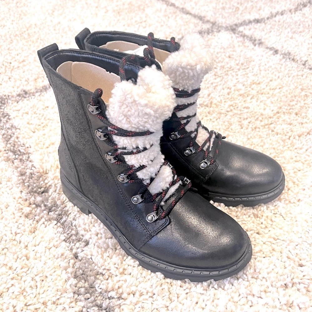 Sorel Lennox Lace Cozy Black Sherpa Waterproof Boots Women’s size 11 NO BOX - Picture 4 of 7